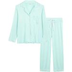 Mintgrüne Pyjamas lang mit Knopf aus Viskose für Damen Größe XXL 2-teilig für den für den Winter 