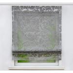 Graue Blumenmuster Raffrollos mit Klettband aus Stoff transparent 1-teilig 