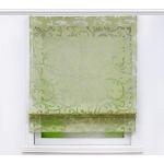 Grüne Blumenmuster Raffrollos mit Klettband aus Voile transparent 1-teilig 