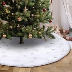 Silberne Runde Weihnachtsbaumdecken aus Kunstfell 