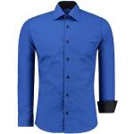 Royalblaue Unifarbene Langärmelige Kentkragen Hemden mit Kent-Kragen mit Knopf für Herren Größe 4 XL für den für den Frühling 