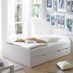 Weiße Moderne Massivio Rechteckige Betten mit Bettkasten lackiert aus Massivholz mit Stauraum 