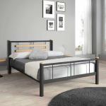 Schwarze Moderne Violata Furniture Rechteckige Bettgestelle & Bettrahmen aus Massivholz 160x200 