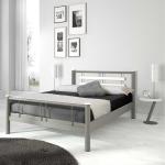 Graue Moderne Violata Furniture Rechteckige Bettgestelle & Bettrahmen lackiert aus Metall 160x200 
