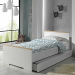 Weiße Moderne 4Home Rechteckige Betten mit Bettkasten aus Buche mit Schublade 90x200 