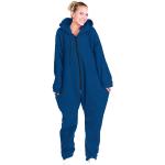 Blaue PEARL Jeansoveralls mit Reißverschluss aus Fleece mit Kapuze für Damen Größe L für den für den Winter 