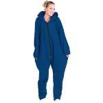 Blaue PEARL Damenschlafoveralls mit Reißverschluss aus Fleece mit Kapuze Größe XL für den für den Winter 