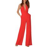 Rote Elegante Ärmellose V-Ausschnitt Lange Overalls Handwäsche für Damen Größe XL für Partys für den für den Sommer 