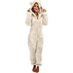 Beige Elegante Pyjamas lang aus Fleece für Damen Größe S Große Größen für den für den Winter 