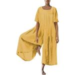 Gelbe Unifarbene Vintage Kurzärmelige Rundhals-Ausschnitt Sommermode für Damen Größe 3 XL zur Hochzeit für den für den Frühling 