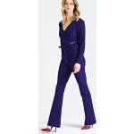 Reduzierte Violette Langärmelige Guess Marciano V-Ausschnitt Jumpsuits & Overalls mit Reißverschluss aus Polyester Handwäsche Übergrößen 