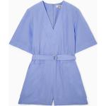 Hellblaue Elegante COS V-Ausschnitt Damenjumpsuits & Damenoveralls mit Reißverschluss Größe S 
