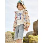 Beige Vertbaudet Kinderkapuzenmäntel mit Graffiti-Motiv mit Reißverschluss aus Baumwolle für Jungen Größe 110 