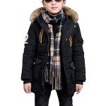 Schwarze Unifarbene Kinderkapuzenmäntel für Jungen Größe 170 für den für den Winter 