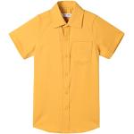 Jungen Hemd Kurzarm Einfarbig Shirt Hemden für Kinder Gelb 9-10 Jahre