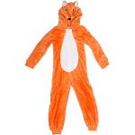 Orange Kinderschlafoveralls mit Fuchs-Motiv mit Reißverschluss aus Fleece für Jungen Größe 98 