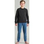 Anthrazitfarbene Schiesser Lange Kinderschlafanzüge aus Baumwolle für Jungen Größe 176 