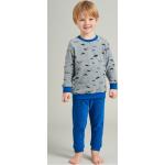 Blaue Melierte Schiesser Lange Kinderschlafanzüge aus Frottee für Jungen Größe 128 