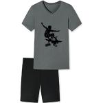 Anthrazitfarbene Unifarbene Skater Kurze Kinderschlafanzüge mit Skater-Motiv aus Baumwolle für Jungen Größe 176 