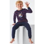 Mauvefarbene Schiesser Lange Kinderschlafanzüge aus Baumwolle für Jungen Größe 140 