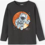 Graue Motiv Langärmelige Vertbaudet Pailletten Shirts für Kinder mit Pailletten aus Baumwolle für Jungen Größe 158 