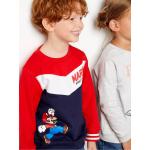 Marineblaue Motiv Langärmelige Super Mario Mario Kindersweatshirts aus Baumwolle Größe 116 