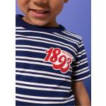 Blaue Gestreifte Kurzärmelige Petit Bateau Bio U-Boot-Ausschnitt Printed Shirts für Kinder & Druck-Shirts für Kinder aus Jersey für Jungen Größe 98 