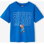 Blaue Motiv Kurzärmelige Super Mario Kinder T-Shirts aus Baumwolle für Jungen Größe 128 
