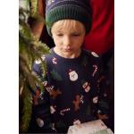 Blaue Bio Kinderweihnachtspullover aus Baumwolle für Jungen Größe 116 