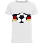 Weiße Kurzärmelige Europameisterschaft Pailletten Shirts für Kinder mit Pailletten aus Baumwolle Größe 146 