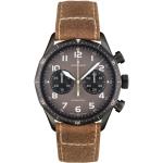 Braune Junghans Meister Armbanduhren mit Flugzeug-Motiv mit Chronograph-Zifferblatt mit Fliegerarmband 