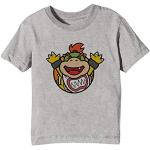 Graue Kurzärmelige Super Mario Bowser Rundhals-Ausschnitt Kinder T-Shirts aus Baumwolle für Jungen 