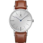 Weiße Bauhaus Junkers Armbanduhren mit Saphir mit Saphirglas-Uhrenglas mit Lederarmband 