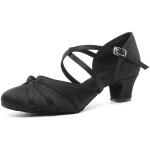 Schwarze Tanzschuhe Standard mit Schnalle aus Veloursleder atmungsaktiv für Damen Größe 43 mit Absatzhöhe 3cm bis 5cm 