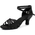 Schwarze Elegante Tanzschuhe Latein aus Veloursleder atmungsaktiv für Damen Größe 38,5 