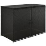 Juskys Mülltonnenbox Mol - Poly-Rattan Aufbewahrungsbox für 2 Tonnen - verschließbar - schwarz