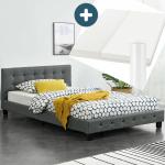 Graue Gesteppte Moderne Juskys Betten mit Matratze aus Holz 120x200 