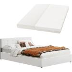 Weiße Juskys Betten mit Matratze aus Samt 140x200 