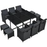 Schwarze Moderne Juskys Lounge Gartenmöbel & Loungemöbel Outdoor aus Polyrattan stapelbar 11-teilig 10 Personen 
