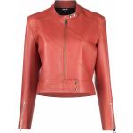 Reduzierte Rote Just Cavalli Maxi Stehkragen Lange Lederjacken mit Reißverschluss aus Polyamid für Damen Größe M 