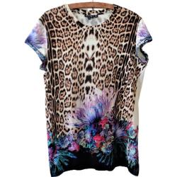 Just Cavalli Damen T-Shirt, Leopard Print Tee, Designer Sommer Tunika, Größe Xs