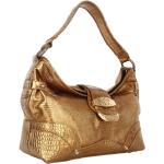 Goldene Vintage Lederhandtaschen mit Schnalle aus Glattleder klein 