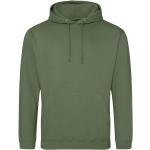 Olivgrüne Just Hoods Herrensweatshirts mit Reißverschluss aus Baumwolle mit Kapuze Größe XXL 