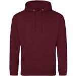 Bordeauxrote Just Hoods Herrensweatshirts mit Reißverschluss aus Baumwolle mit Kapuze Größe S 