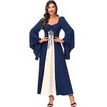 Blaue Maxi Mittelalterkleider aus Samt für Damen Größe M 