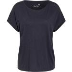 Dunkelblaue Juvia U-Boot-Ausschnitt T-Shirts aus Baumwolle für Damen Größe XS 