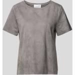 Graue Juvia U-Ausschnitt T-Shirts aus Polyester für Damen Größe L 