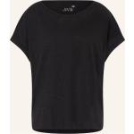 Schwarze Juvia U-Boot-Ausschnitt T-Shirts aus Baumwolle für Damen Größe M 