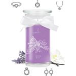 Lavendelfarbene 17 cm Runde Duftkerzen mit Schmuck aus Silber 