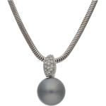 Silberne Elegante Perlenanhänger poliert aus Weißgold 14 Karat mit Echte Perle 